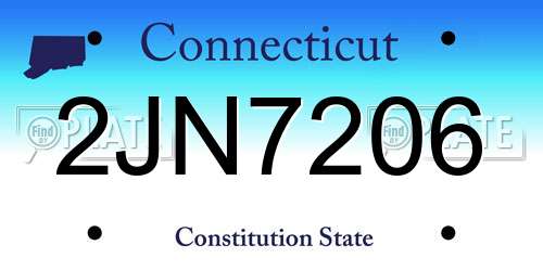 2JN7206 Connecticut License Plate