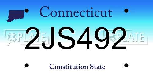 2JS492 Connecticut License Plate