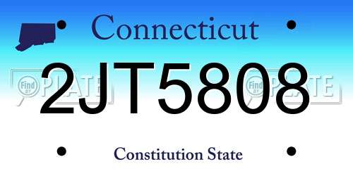 2JT5808 Connecticut License Plate