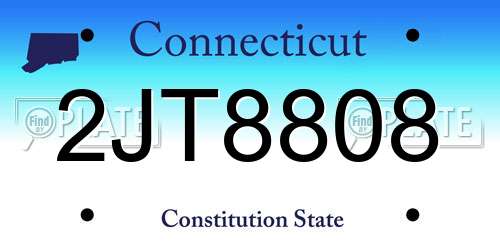 2JT8808 Connecticut License Plate