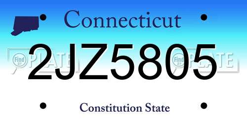 2JZ5805 Connecticut License Plate