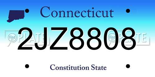 2JZ8808 Connecticut License Plate