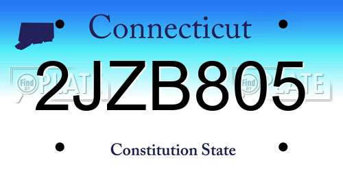 2JZB805 Connecticut License Plate