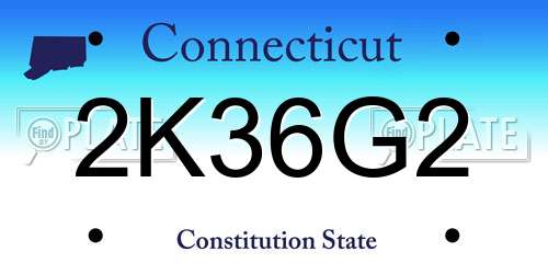 2K36G2 Connecticut License Plate