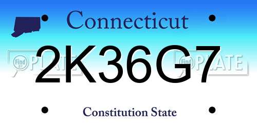 2K36G7 Connecticut License Plate