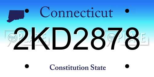 2KD2878 Connecticut License Plate
