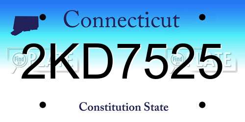 2KD7525 Connecticut License Plate