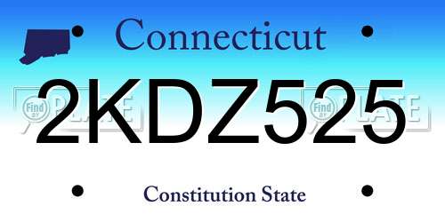 2KDZ525 Connecticut License Plate