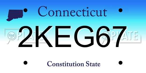 2KEG67 Connecticut License Plate