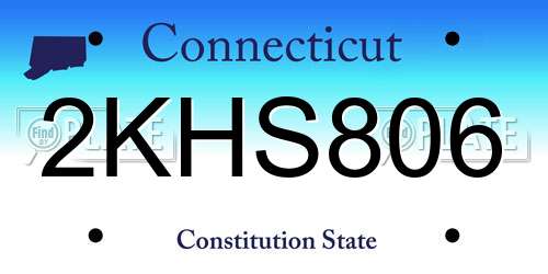 2KHS806 Connecticut License Plate