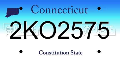 2KO2575 Connecticut License Plate