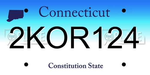 2KOR124 Connecticut License Plate