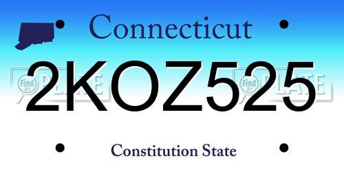 2KOZ525 Connecticut License Plate