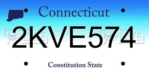 2KVE574 Connecticut License Plate