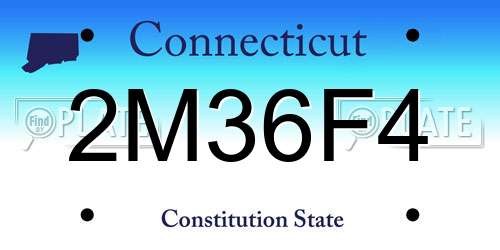 2M36F4 Connecticut License Plate