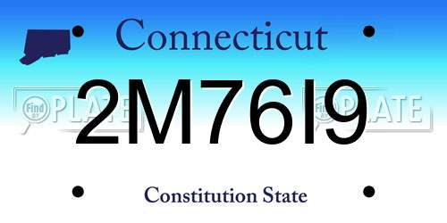 2M76I9 Connecticut License Plate