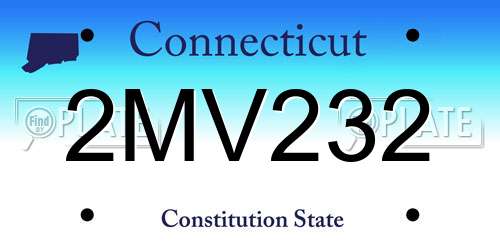 2MV232 Connecticut License Plate
