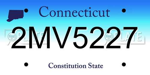 2MV5227 Connecticut License Plate