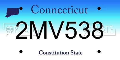 2MV538 Connecticut License Plate