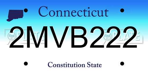 2MVB222 Connecticut License Plate
