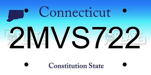 2MVS722 Connecticut License Plate