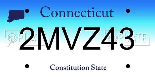 2MVZ43 Connecticut License Plate