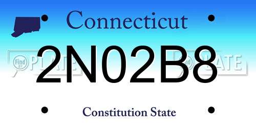 2N02B8 Connecticut License Plate