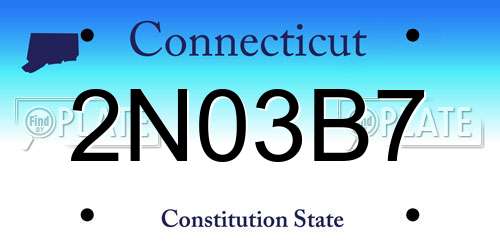 2N03B7 Connecticut License Plate
