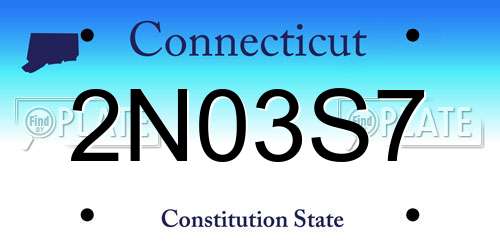 2N03S7 Connecticut License Plate