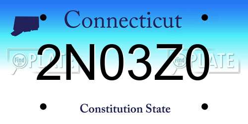 2N03Z0 Connecticut License Plate