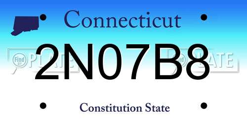 2N07B8 Connecticut License Plate
