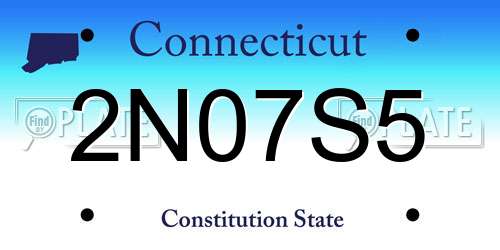 2N07S5 Connecticut License Plate