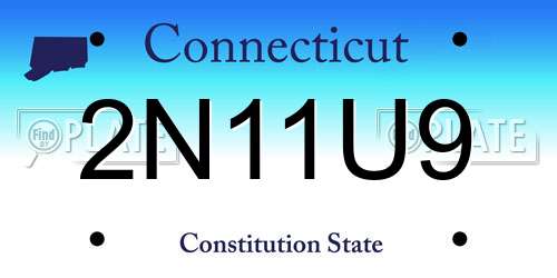 2N11U9 Connecticut License Plate