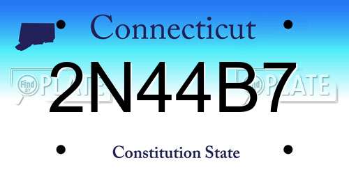 2N44B7 Connecticut License Plate