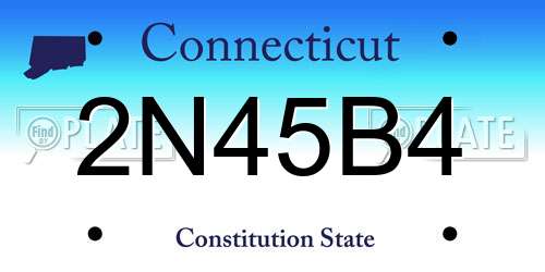 2N45B4 Connecticut License Plate
