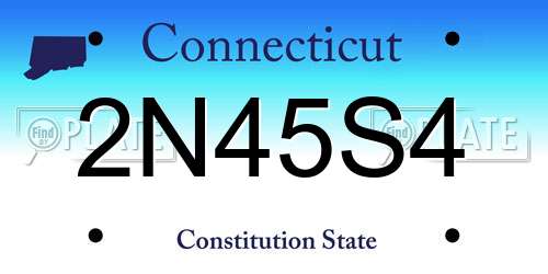 2N45S4 Connecticut License Plate