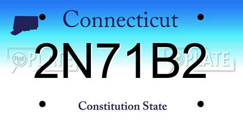 2N71B2 Connecticut License Plate