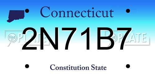 2N71B7 Connecticut License Plate
