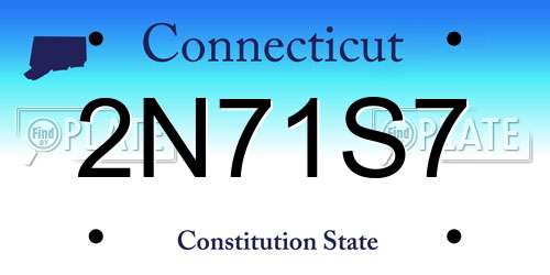2N71S7 Connecticut License Plate