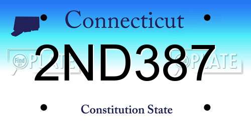 2ND387 Connecticut License Plate