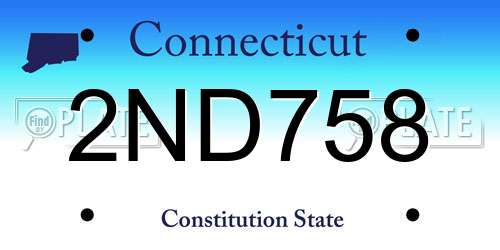 2ND758 Connecticut License Plate