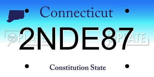 2NDE87 Connecticut License Plate