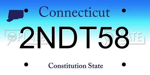 2NDT58 Connecticut License Plate