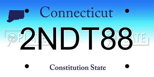 2NDT88 Connecticut License Plate