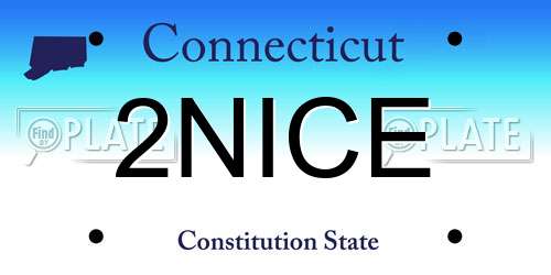 2NICE Connecticut License Plate