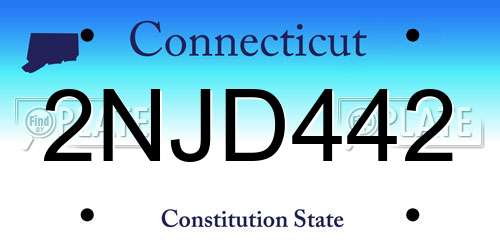 2NJD442 Connecticut License Plate