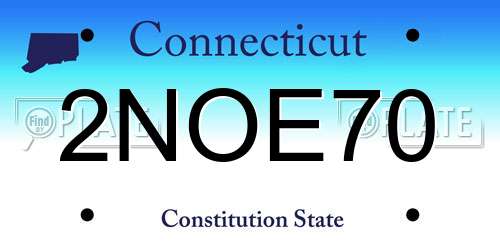 2NOE70 Connecticut License Plate