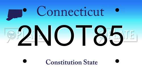 2NOT85 Connecticut License Plate