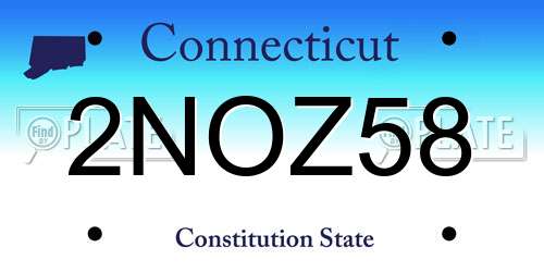 2NOZ58 Connecticut License Plate