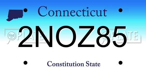 2NOZ85 Connecticut License Plate